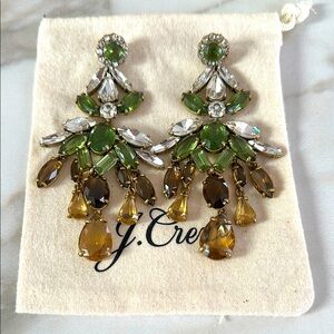 EUC J. Crew Chandelier Earring in greens and brown neutrals